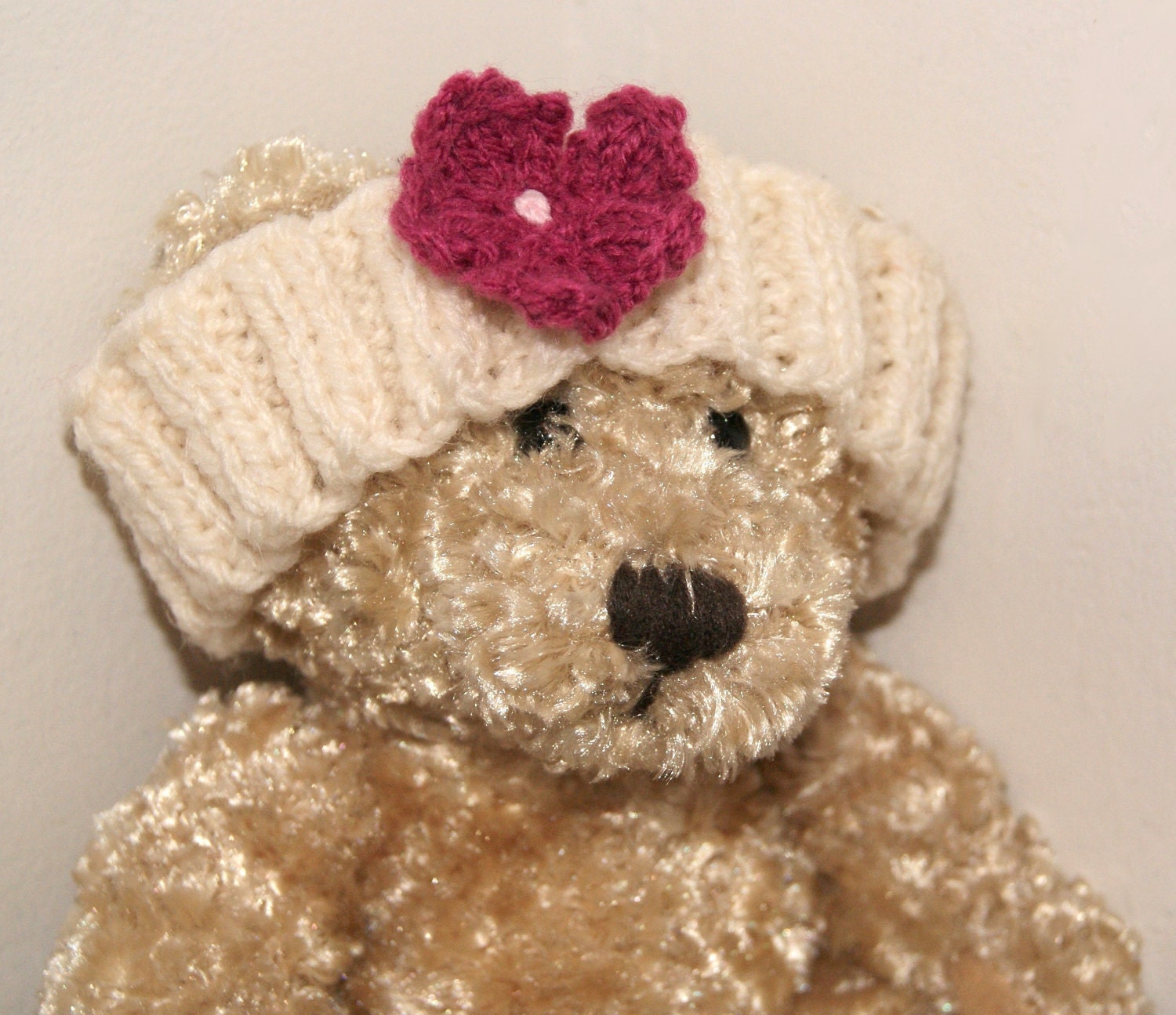 Baby headband - cherry blossom- girl - hand knitted