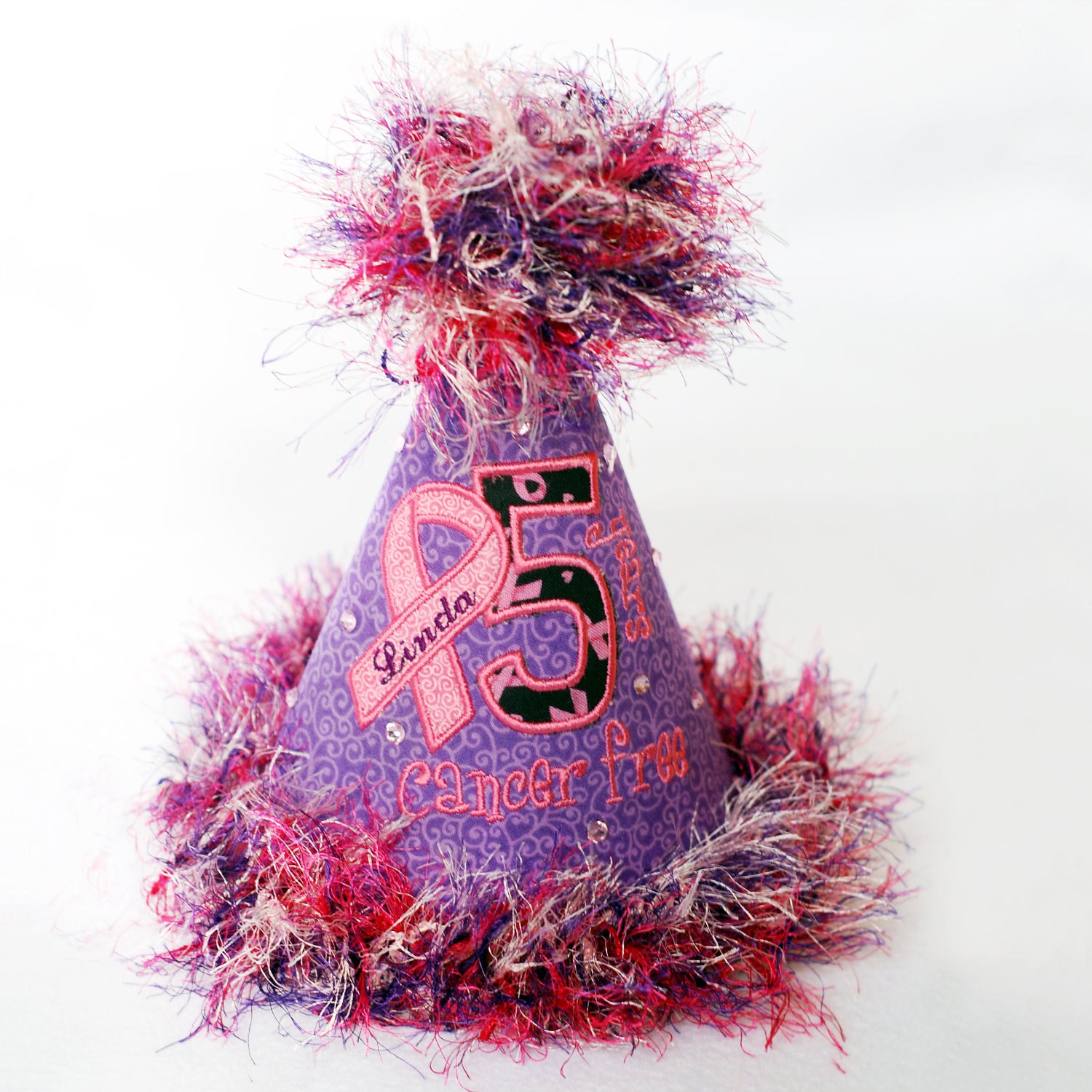 Breast Cancer Awareness Month Custom Celebration Party Hat, Birthday, Breast Cancer, Pink, Purple, Awareness Ribbon