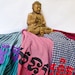 PEACE in Khmer--Black Hand Woven Long Cotton Cambodian Style Scarf--Krama--26" x 75"--65cmx190cm--silk screen--