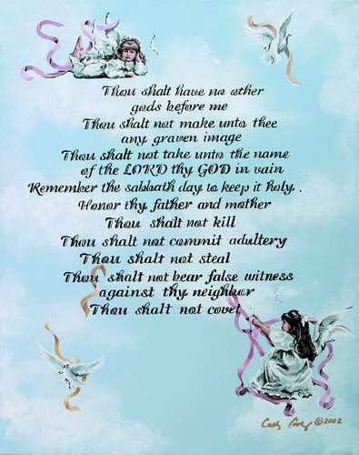 Christian Art, Ten Commandments, Sunday school art,  childrens wall decor