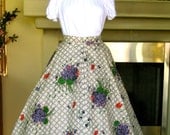 1950's polished cotton floral print skirt Violets & poppies