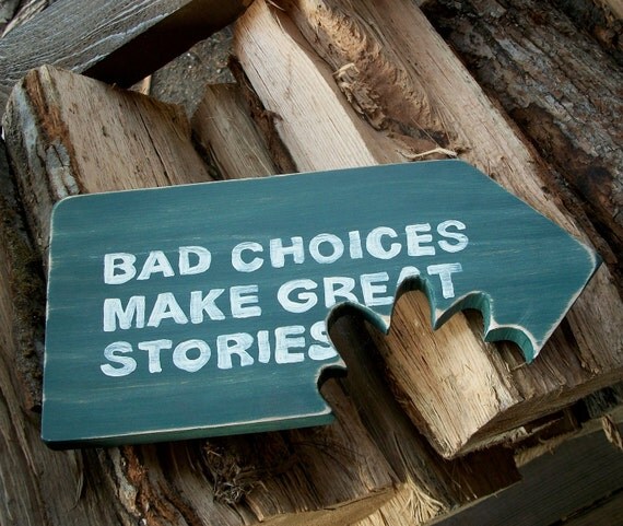 Tiki Hut Sign, Beach Bar, Man Cave, Distressed, Rustic, Bad Choices Make Great Stories, Chomp, Free Shipping