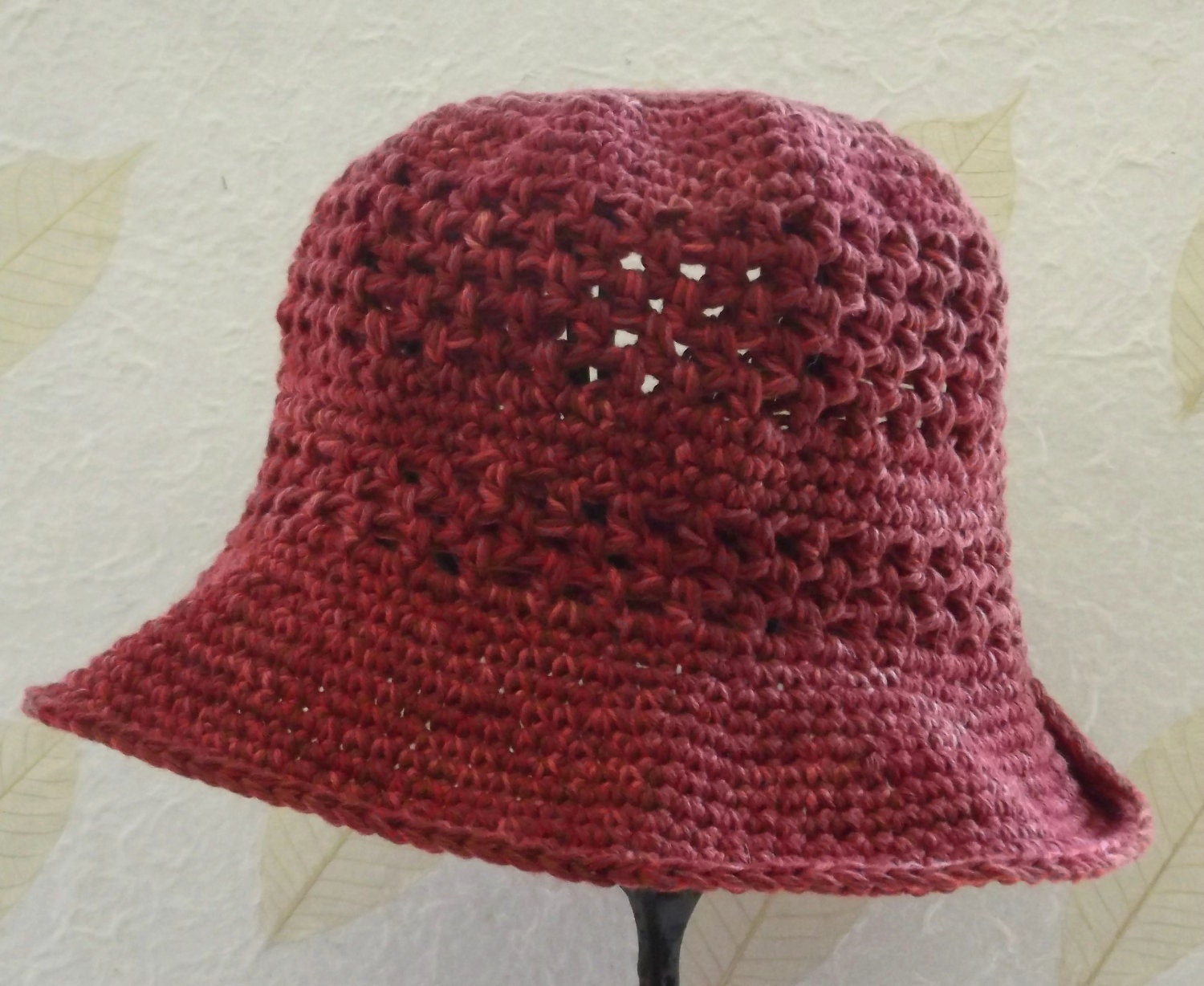 Sun Hat,   Crochet,    Handmade,   Vintage Style,    Cotton  Silk,  Recycled Cotton,   OOAK