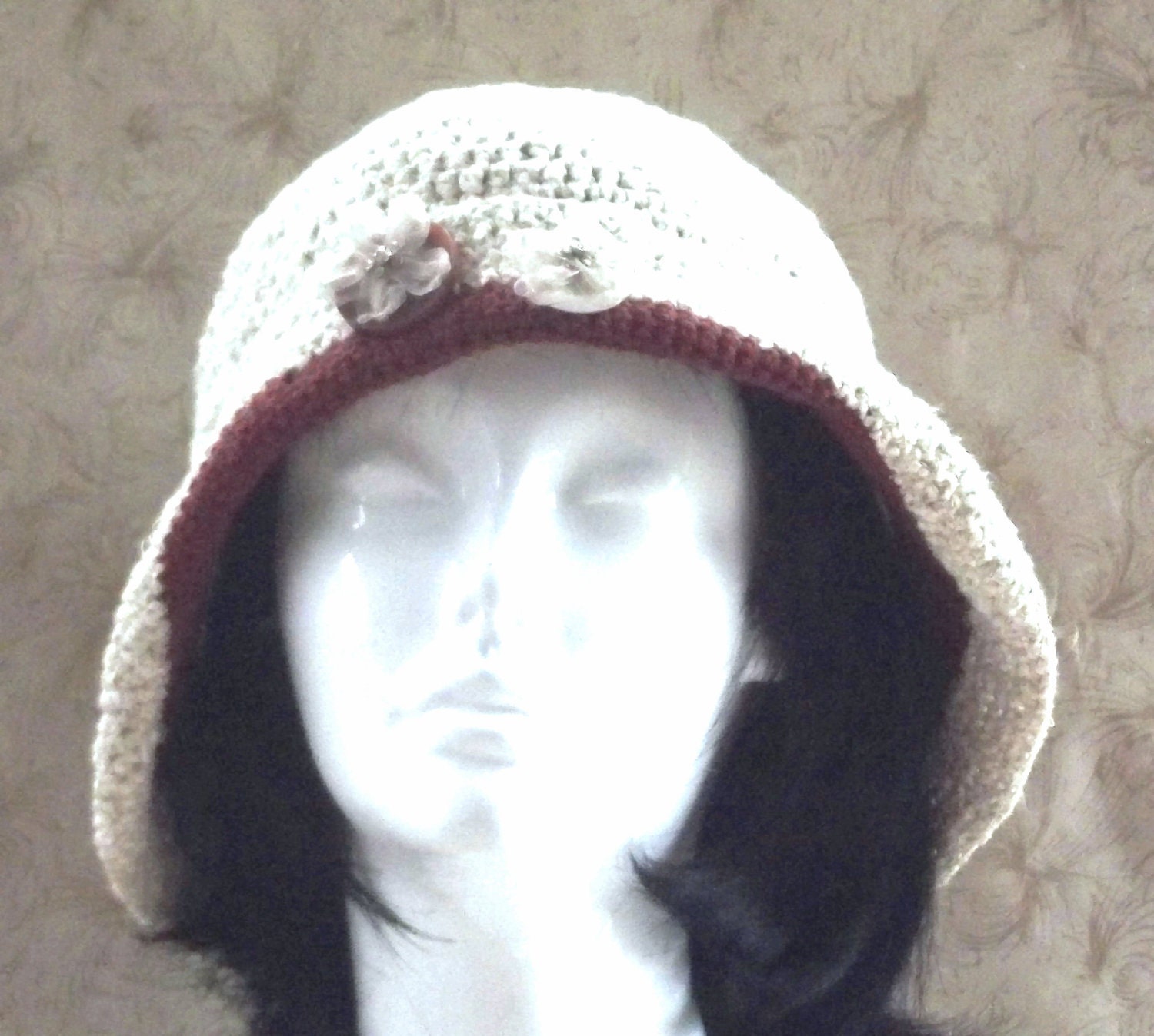 Vintage Inspired Womans Hat, Crochet Cloche, Handmade Sun Hat, Cotton Hat, ooak
