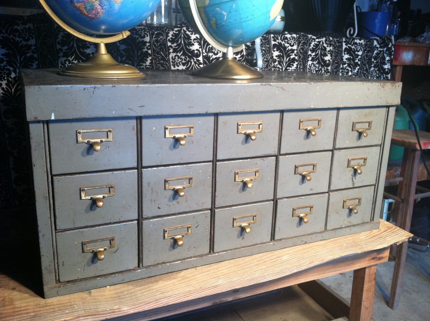 Industrial Metal  Index Filing Cabinet  - 15 Drawer