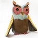 Owl Plush soft toy colorful mustard brown free shipping