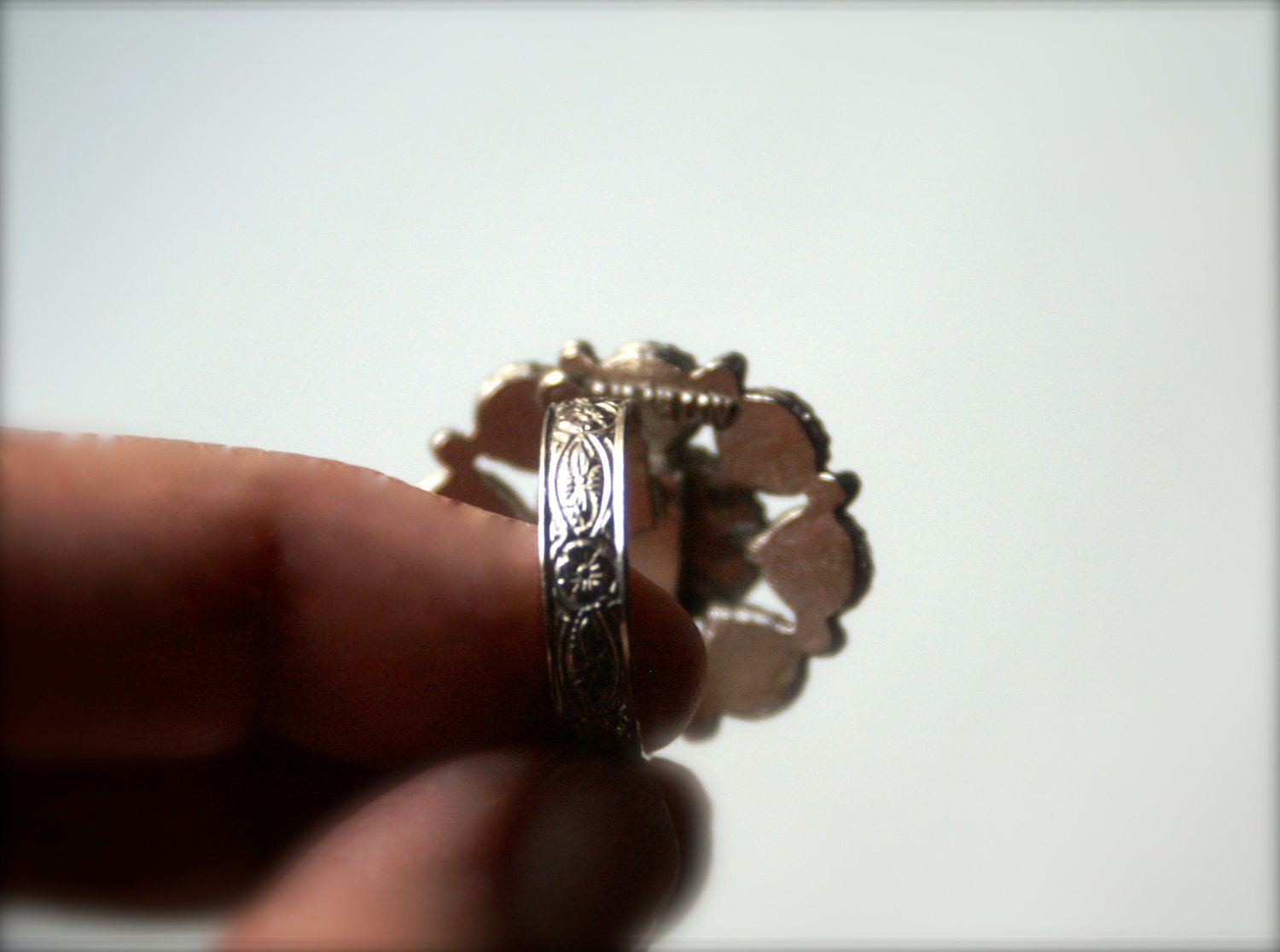 Faux Turquoise and Silvertone Vintage Ring by Sarah Coventry
