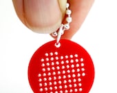 DIY Cross Stitch Necklace Kit, Red Flower Pendant
