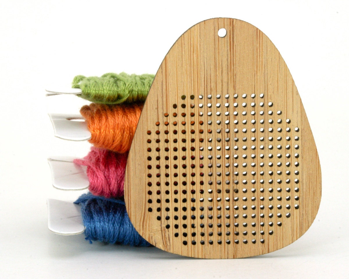 DIY Cross Stitch Necklace - Bamboo Pendant Blank - Teardrop