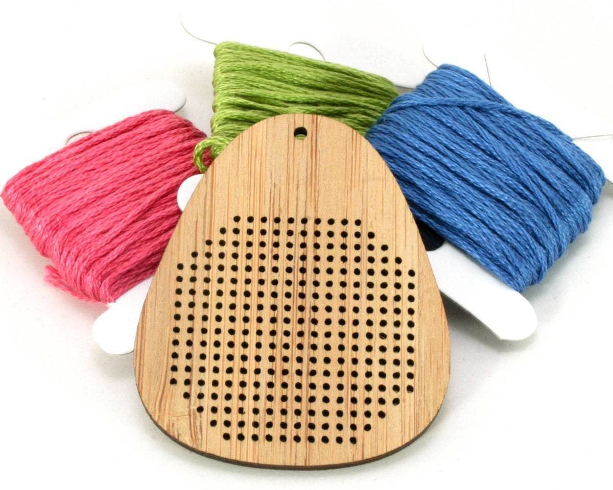 DIY Cross Stitch Necklace - Bamboo Pendant Blank - Teardrop