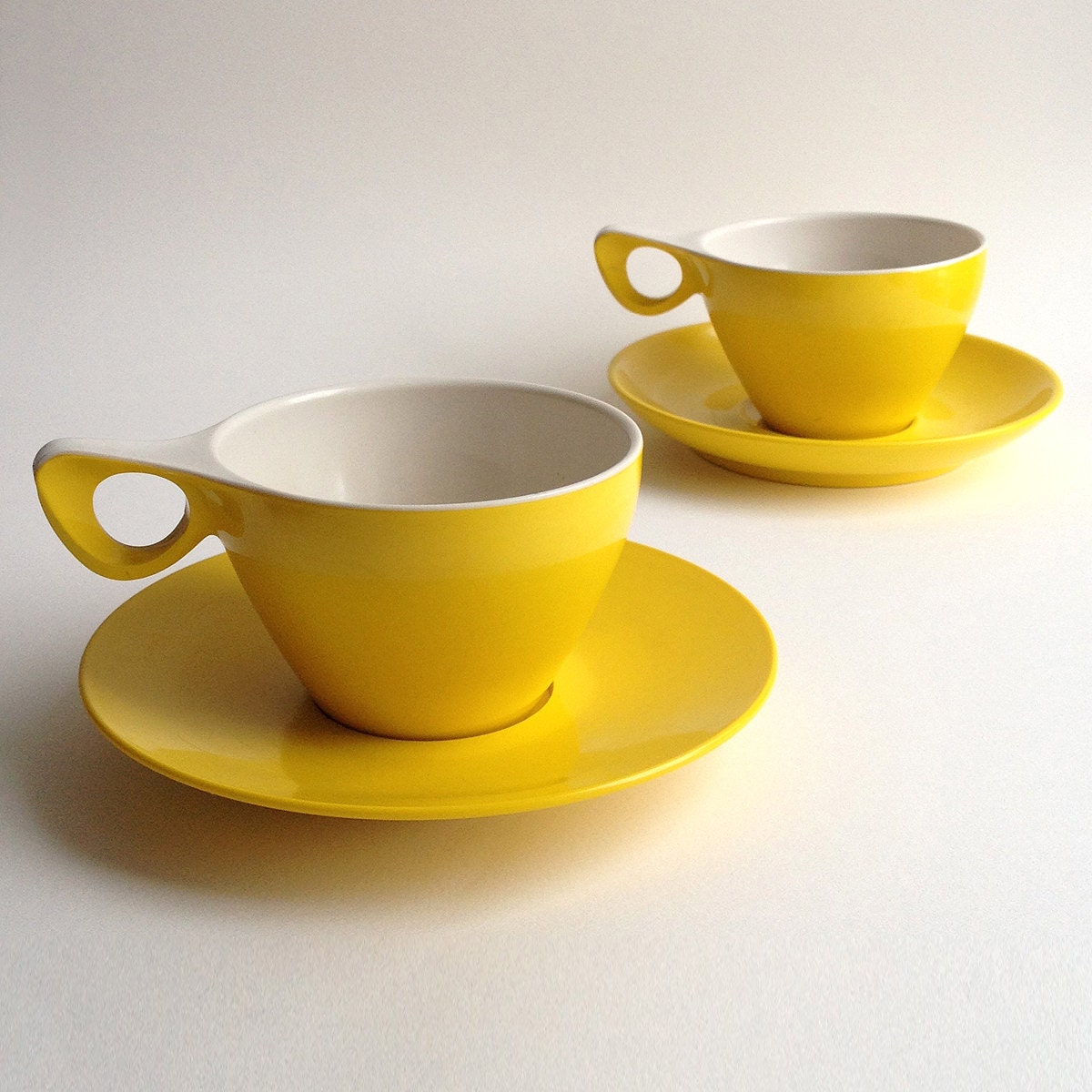 Bright Sunshine yellow Melaware, tea and cake for 2, 2 cups and saucers and 2 medium sizes plates
