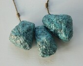 Triple Sedimentary necklace- soft grey and soft aqua, brass beads, brass chain