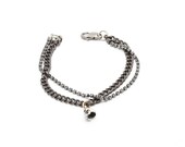Chain, crystal, and silver skull bracelet