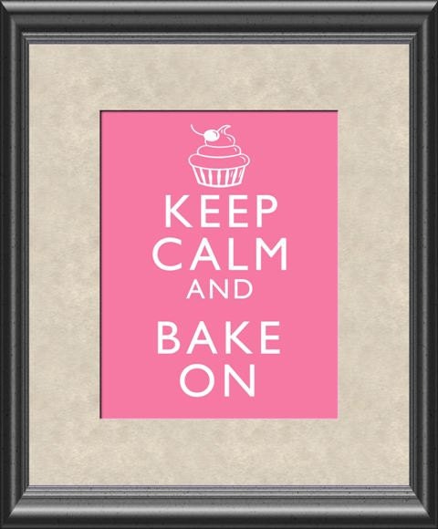 Keep Calm and Bake On Cupcake Art Print 8x10 Poster or A4 Sign P41