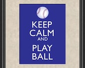 Keep Calm and Play Ball Baseball Softball Pitcher Art Print 8x10 Poster or A4 Sign P44
