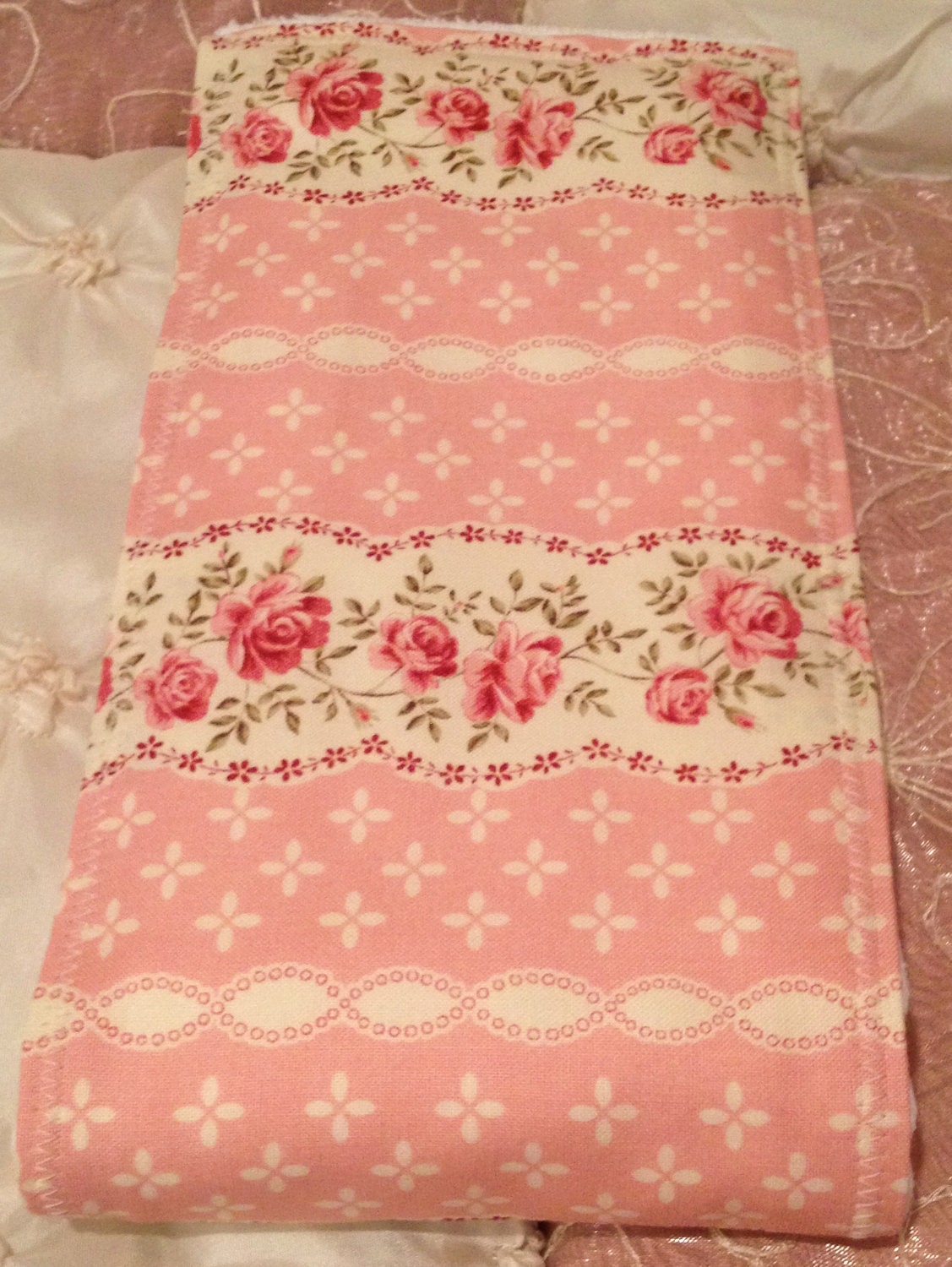 BEAUTIFUL SHABBY CHIC Baby Girl Burp Cloth Boutique Style 6-ply Super Girly Pink Floral Polka Dot Cute Summer Fun