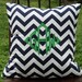 Custom Monogrammed Navy & White Chevron Throw Pillow Cover