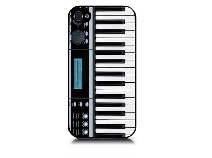 iPhone 4/4S/5 case includes screen protector and cleaning cloth Musical Keyboard. Available in black or white