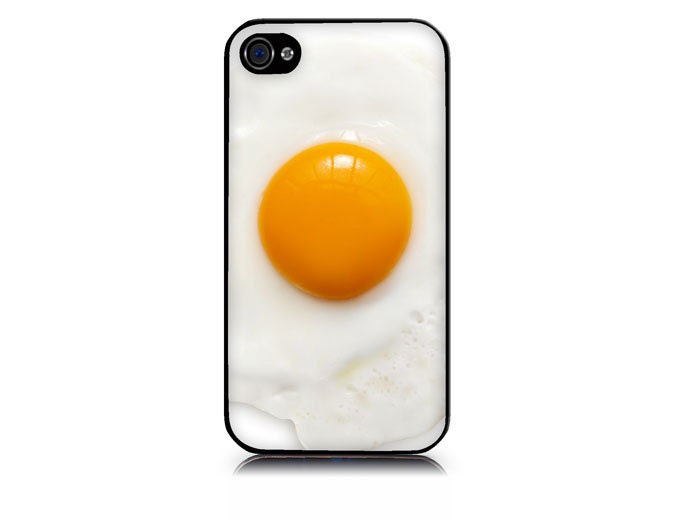 iPhone 4 or 4S full color hard case includes screen protector and cleaning cloth Fried egg Design. Available in black or white