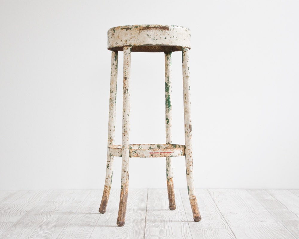 Vintage Industrial Stool, Metal, Chair, Rustic