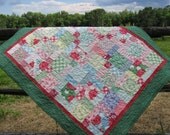 Handmade picnic blanket, scrap quilt, baby quilt, couch throw, lap quilt, modern quilt in swell fabrics
