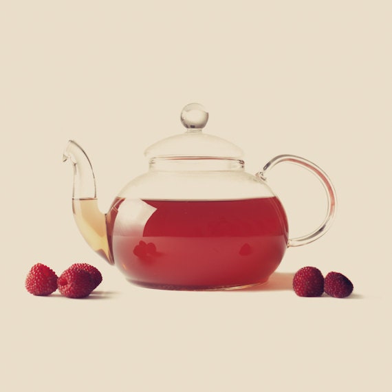 Kitchen Art Photography, Spring Decor, Home Decor, Photography, Tea, Red Tea, Teapot, Beige, French, Girly,  Art Print