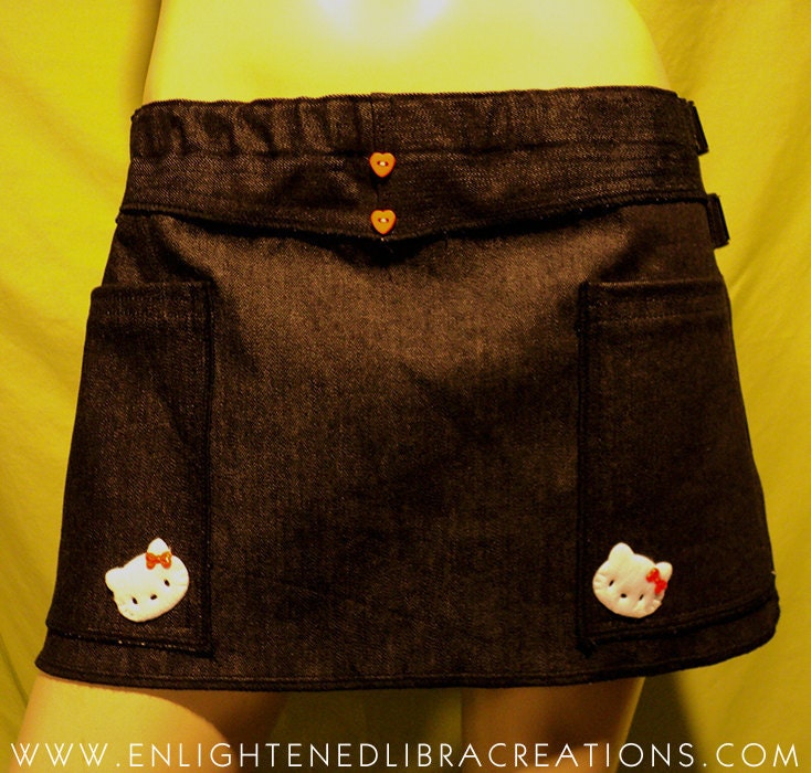 Hello Kitty Skirt - Rave Go Go Roller Derby Cyber Pop Funky Skirt - Ready To Ship Now - Premade