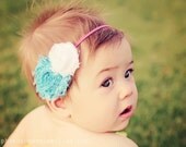 Baby Girl Headband-Newborn Headbands-Baby Headbands-Turquoise and Pink Headbands-Photo Prop