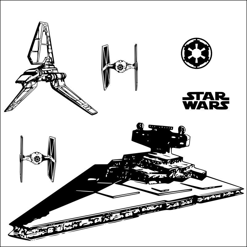 Imperial Starfighters Half-Sized Vinyl Wall Decal Bedroom Art