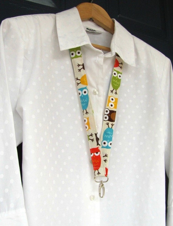 Owls Lanyard, Fabric ID Badge Lanyard Key Holder for Teacher, Student, Nurse Back to School
