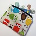 Coin Purse - Owl Zipper Pouch (padded) Gadget Case / Little Wallet Adults / Kids Camera Bag