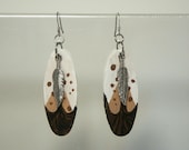 Wooden hand painted earrings eather brown Christmas gift