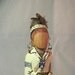 Iroquois Hunter Native American Indian 12" wood faceless art doll Brave history