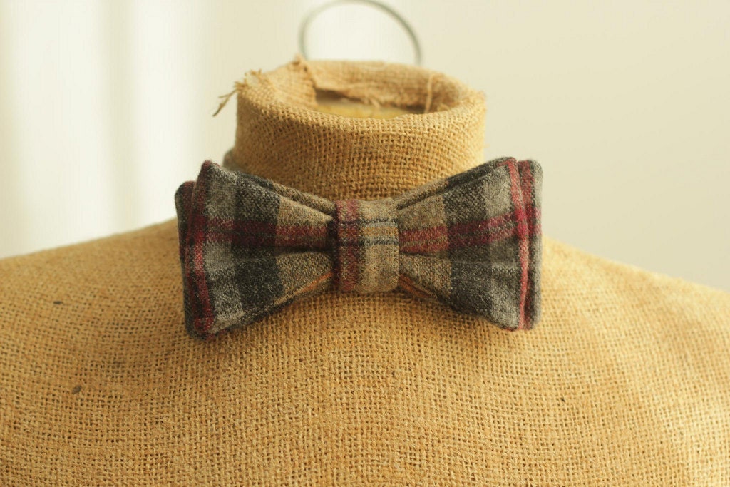 bow tie pattern PDF for men - DIY sewing for beginners - plaid tweed mad men vintage inspired don draper
