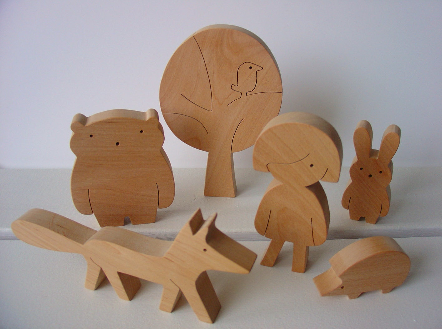 Gift ideas - Wooden toy - girl and forest friends - woodland animals - eco friendly - waldorf