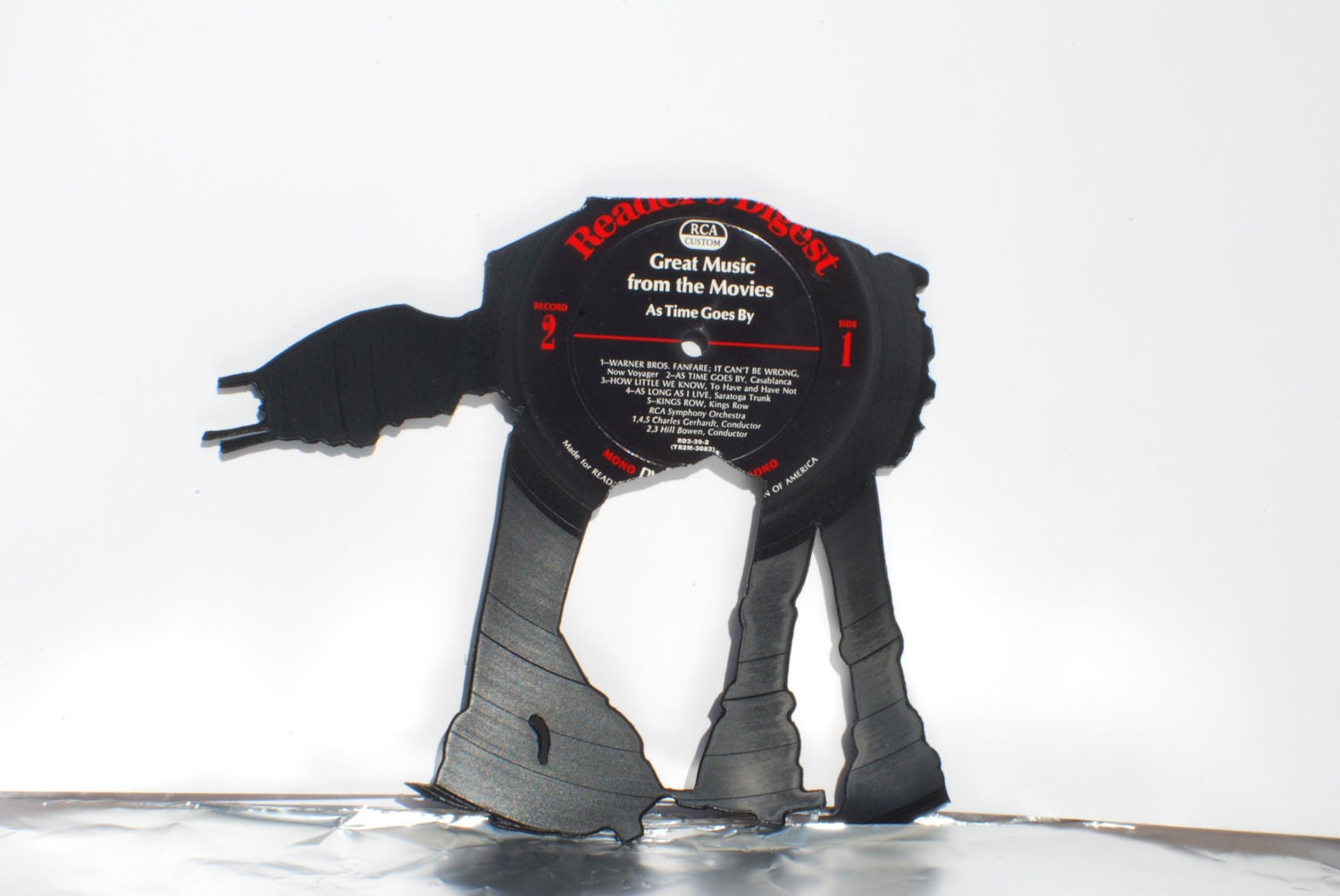 Recycled Vinyl AT-AT Clock Handmade and Hand-cut