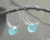 Aqua Chalcedony and Lemon Quartz Hoop Earrings