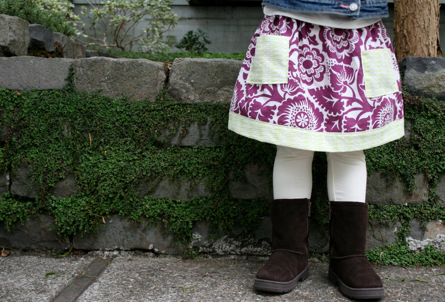 The Bright Purple and Lime Twirl Skirt baby toddler and girls - handmade by alice & lois design studios