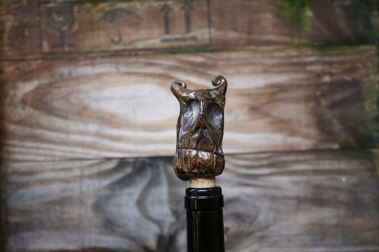 Raku bottle stopper ghoul - Hurg