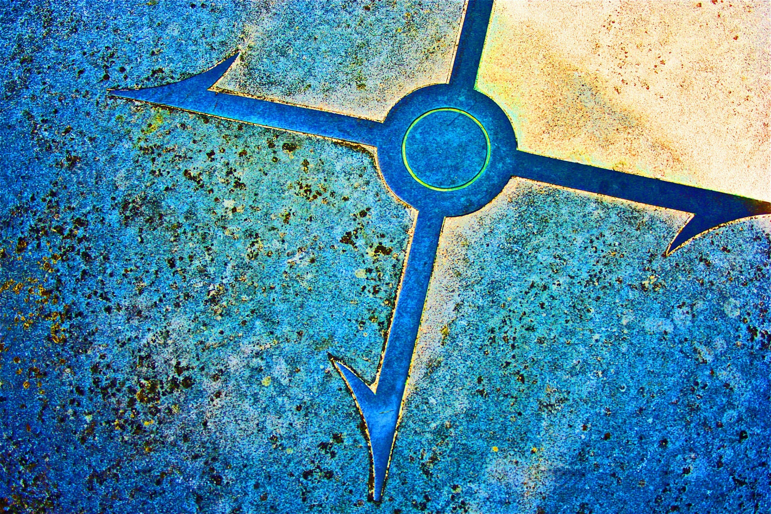 Abstract Fine Art Photography Blue Yellow Architecture, Directional 8x12
