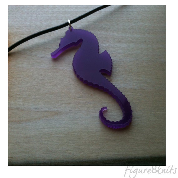 Purple Seahorse Pendant, Silhouette Necklace