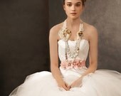 Heart Luxe Necklace, Bride, Brides Maid, Attendant Gift, 100% Hand Made. Silk, pearl and bohemian glass accents. Wedding and Bridal Jewelry.