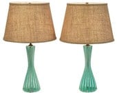 Pair of Venini Latticino Lamps - c1950