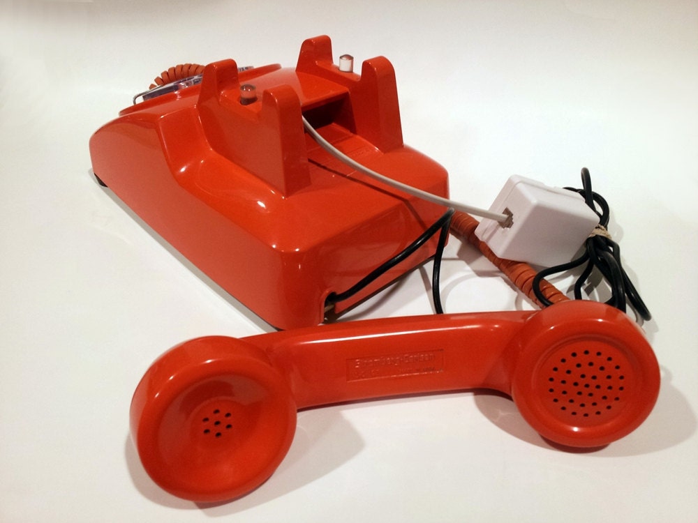 Orange Rotary Phone Working Telephone