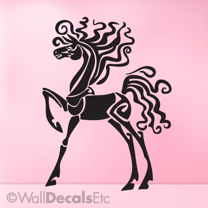 Vinyl Horse Wall Decal: Wild Mustang Whimsical Pony Fit for a Princess, DIY Home Decor, Fantasy Art for the Horse Lover