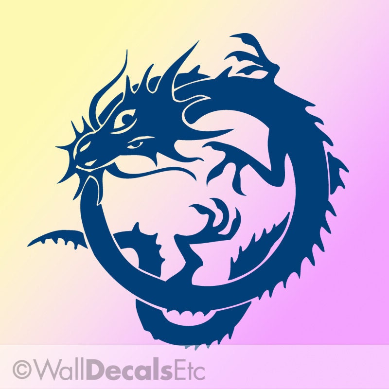 Chinese Dragon Wall Decal Decoration for Year of the Dragon, Uroboros Fantasy Style, DYI Home Decor CDR029