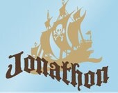 Kids Pirate Room Decor Wall Decal - Pirate Ship Vinyl Wall Decal, Custom Name, Pirate Birthday Decoration, Boys Pirate Decor, DIY Home Decor