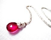 SALE Gorgeous Hot Pink Quartz Sterling Silver Wire Wrapped Necklace, Hot Pink Bridesmaid Giftcyber monday etsy