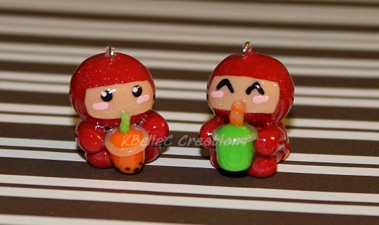Ninja Red Boba Tea Charm