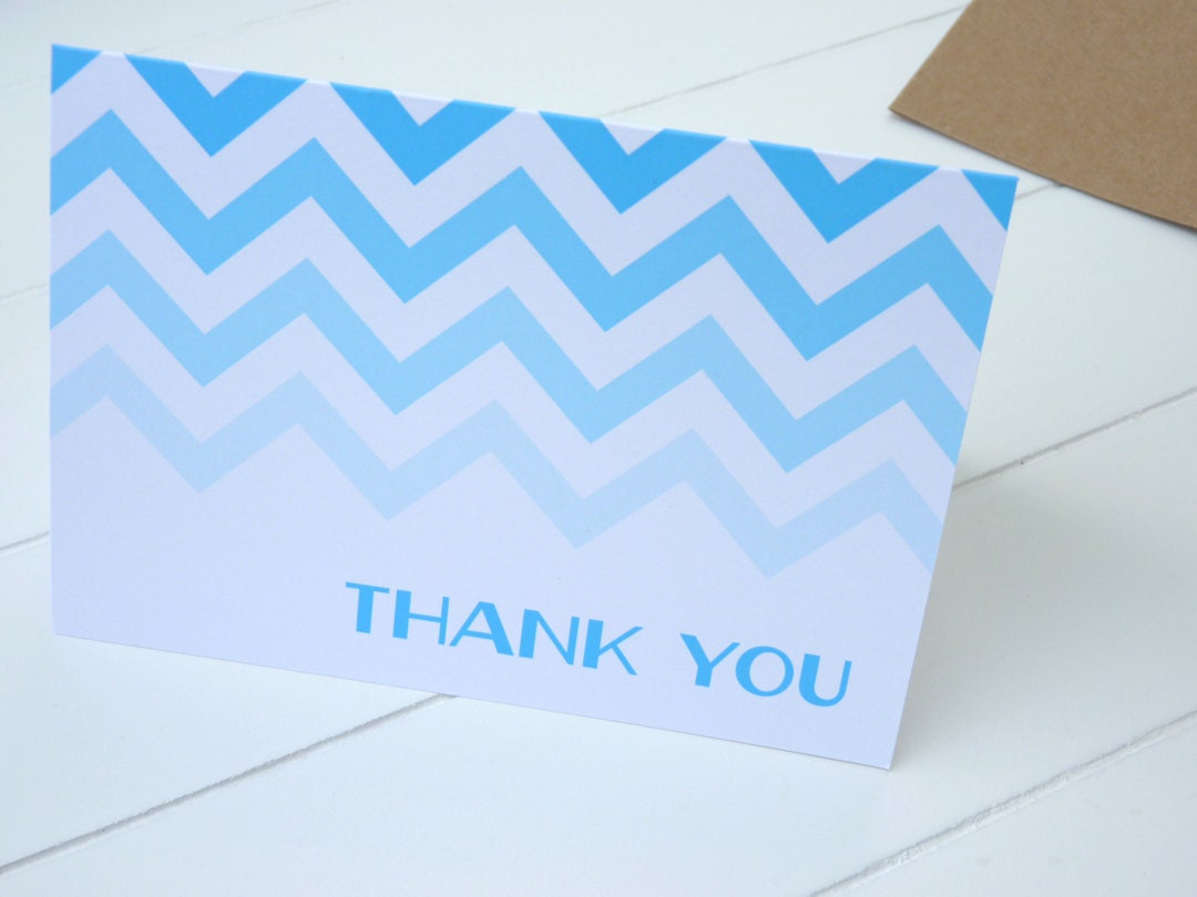 Ombre Chevron Thank You Cards/Personalized Stationery/Personalized Stationary